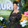 Rihanna blue carpet smiles LA