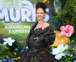 Rihanna blue carpet smiles LA