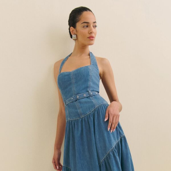 Lilith Denim Midi Dress by Reformation