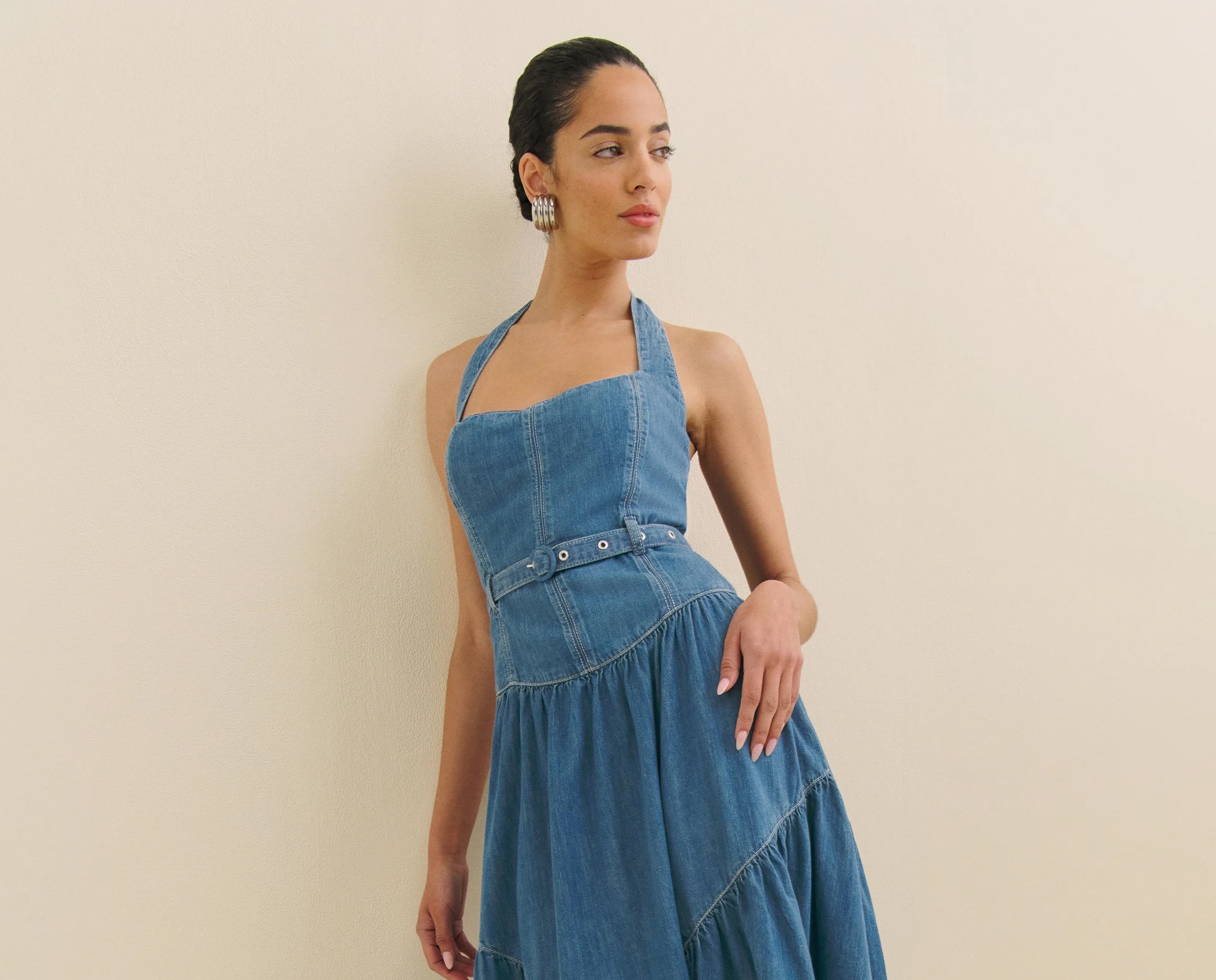 Lilith Denim Midi Dress by Reformation