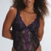 Romantic Corded Lace Metallic Underwire Teddy