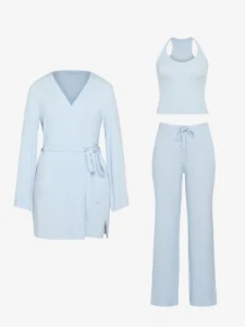 savage x Fenty Soft Blue 3-Piece Softcore Robe Set