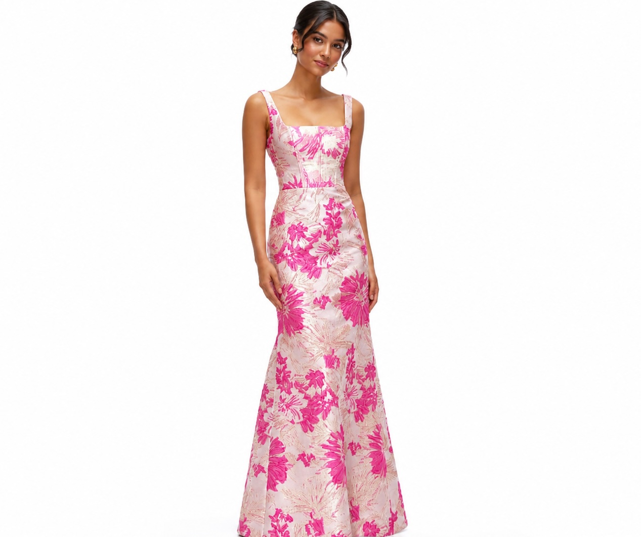 Hibiscus Square Neck Trumpet Gown by Dessy Collection