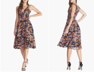 Elisa Sequin Embellished Embroidered Fit & Flare Dress