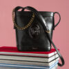 Versace Black Pivot Mini Leather Bucket Bag